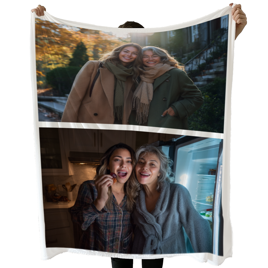 Personalized Photo Collage Sherpa Blanket – 2 Photo