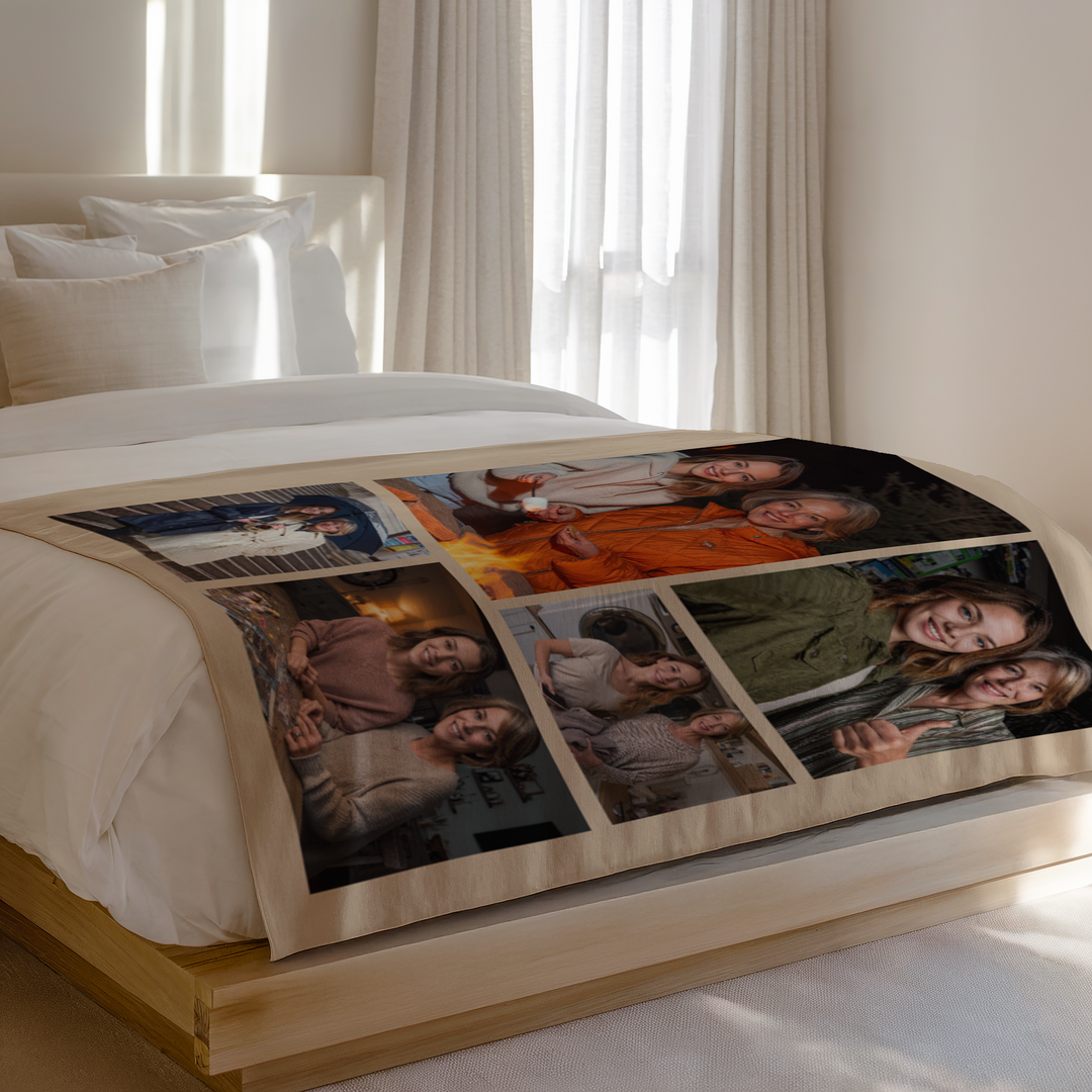 Personalized Photo Collage Sherpa Blanket – 5 Photo