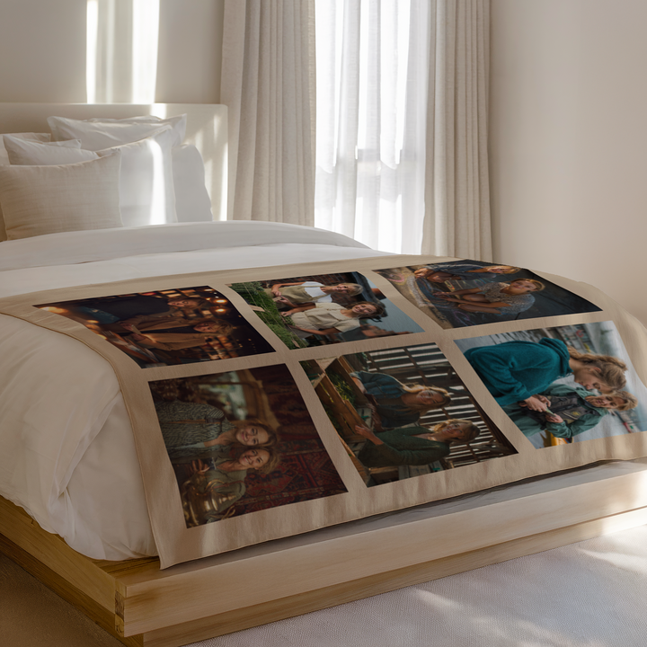 Personalized Photo Collage Plush Blanket – 6 Photo