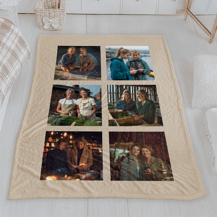 Personalized Photo Collage Sherpa Blanket – 6 Photo