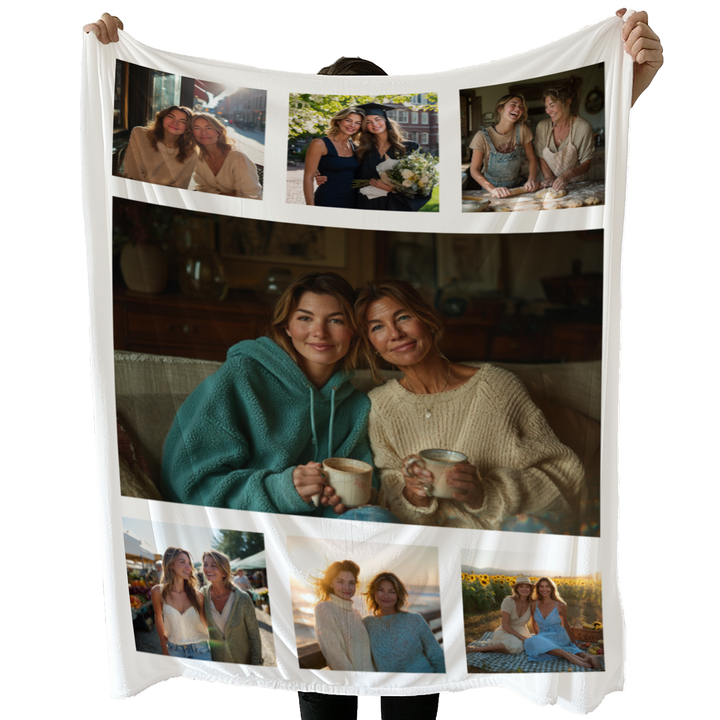 Personalized Photo Collage Sherpa Blanket – 7 Photo