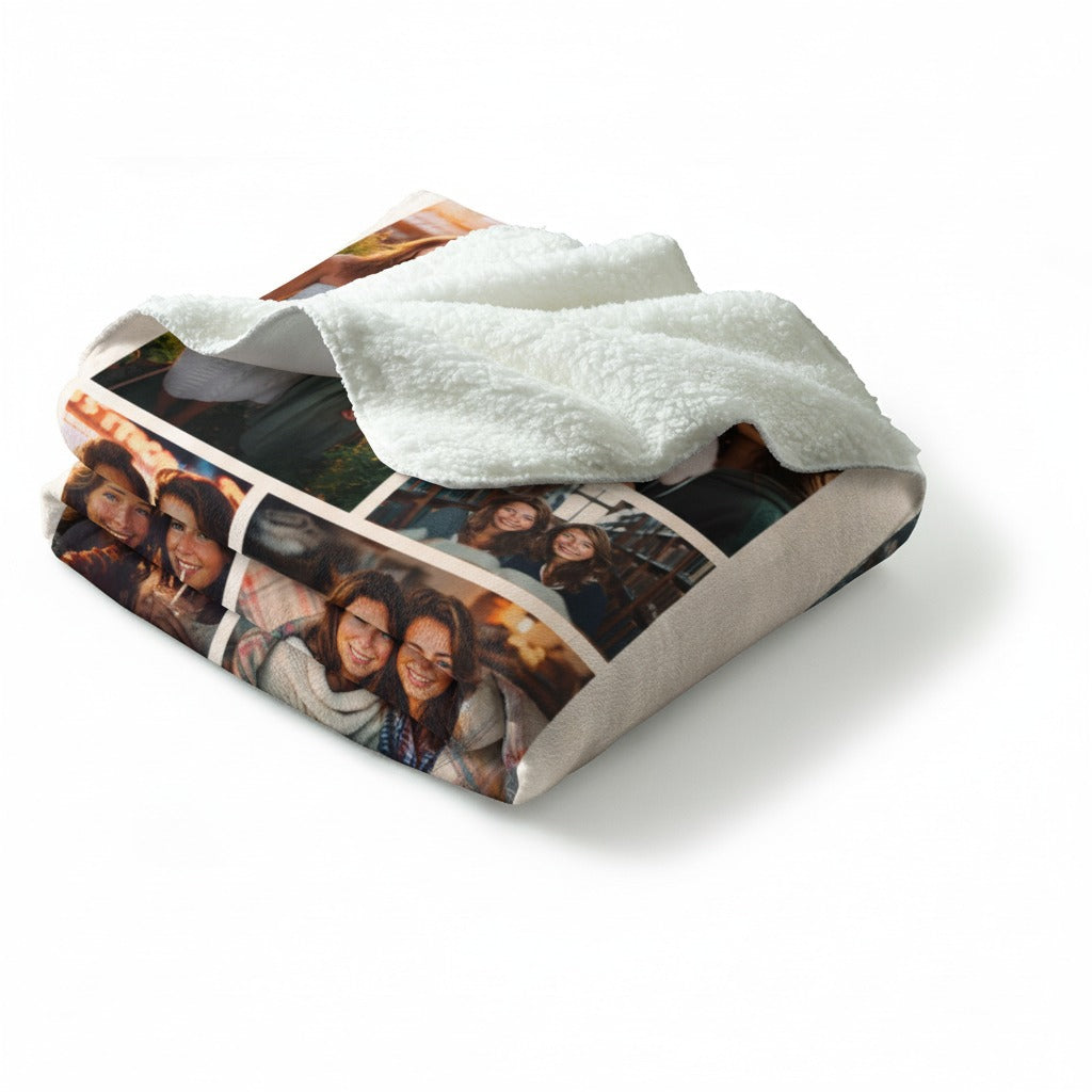 Personalized Photo Collage Sherpa Blanket – 6 Photo