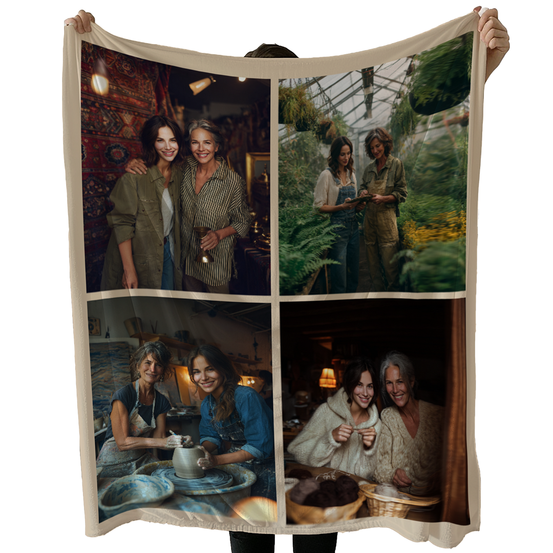 Personalized Photo Collage Plush Blanket – 4 Photo