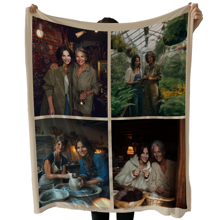 Personalized Photo Collage Plush Blanket – 4 Photo