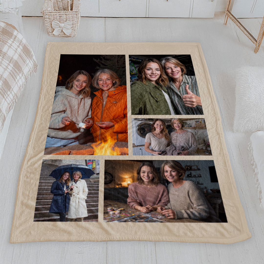 Personalized Photo Collage Sherpa Blanket – 5 Photo