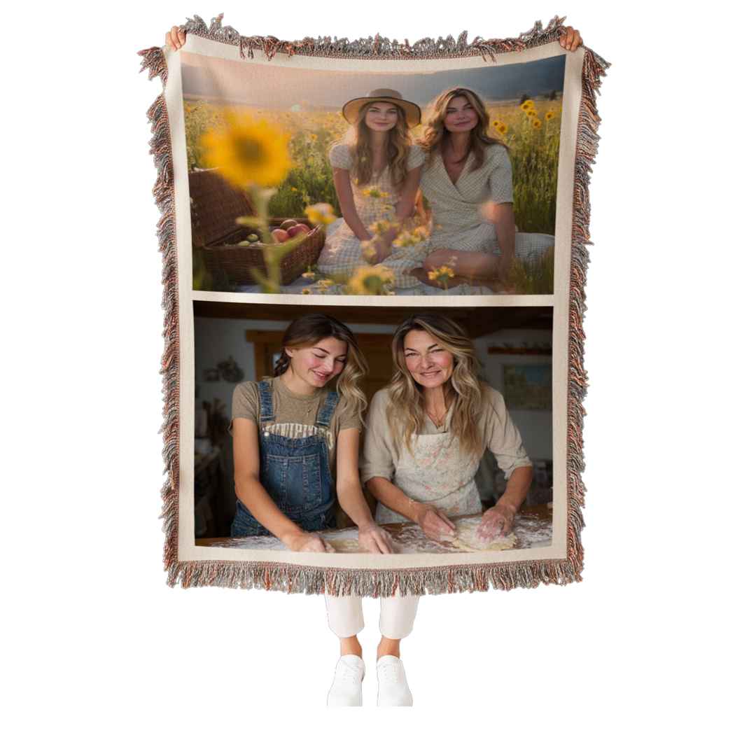Personalized Woven Photo Blanket – 2 Photo