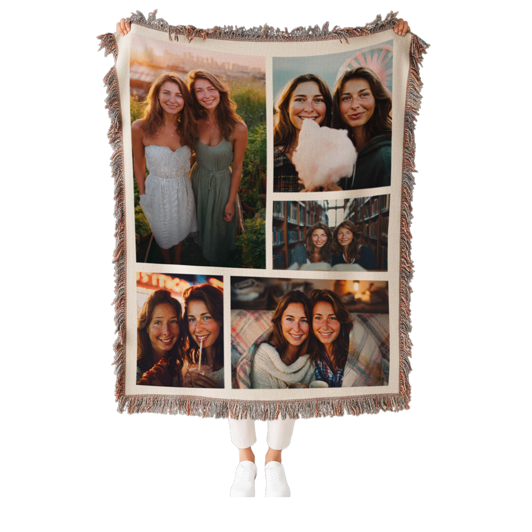 Personalized Woven Photo Blanket – 5 Photo