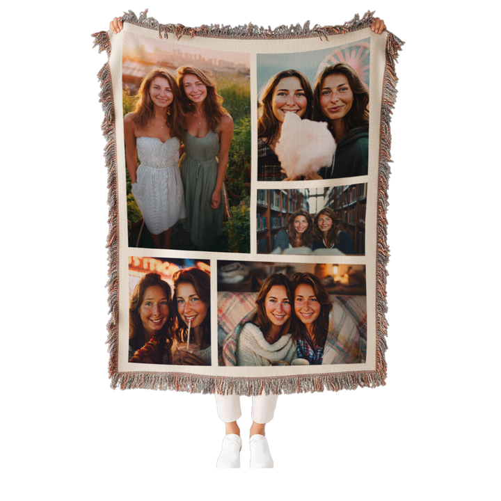 Personalized Woven Photo Blanket – 5 Photo