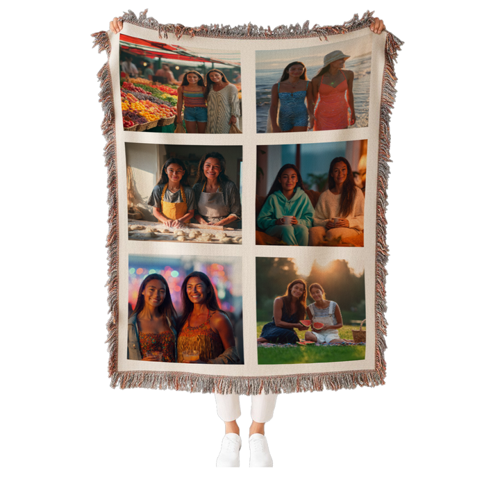 Personalized Woven Photo Blanket – 6 Photo