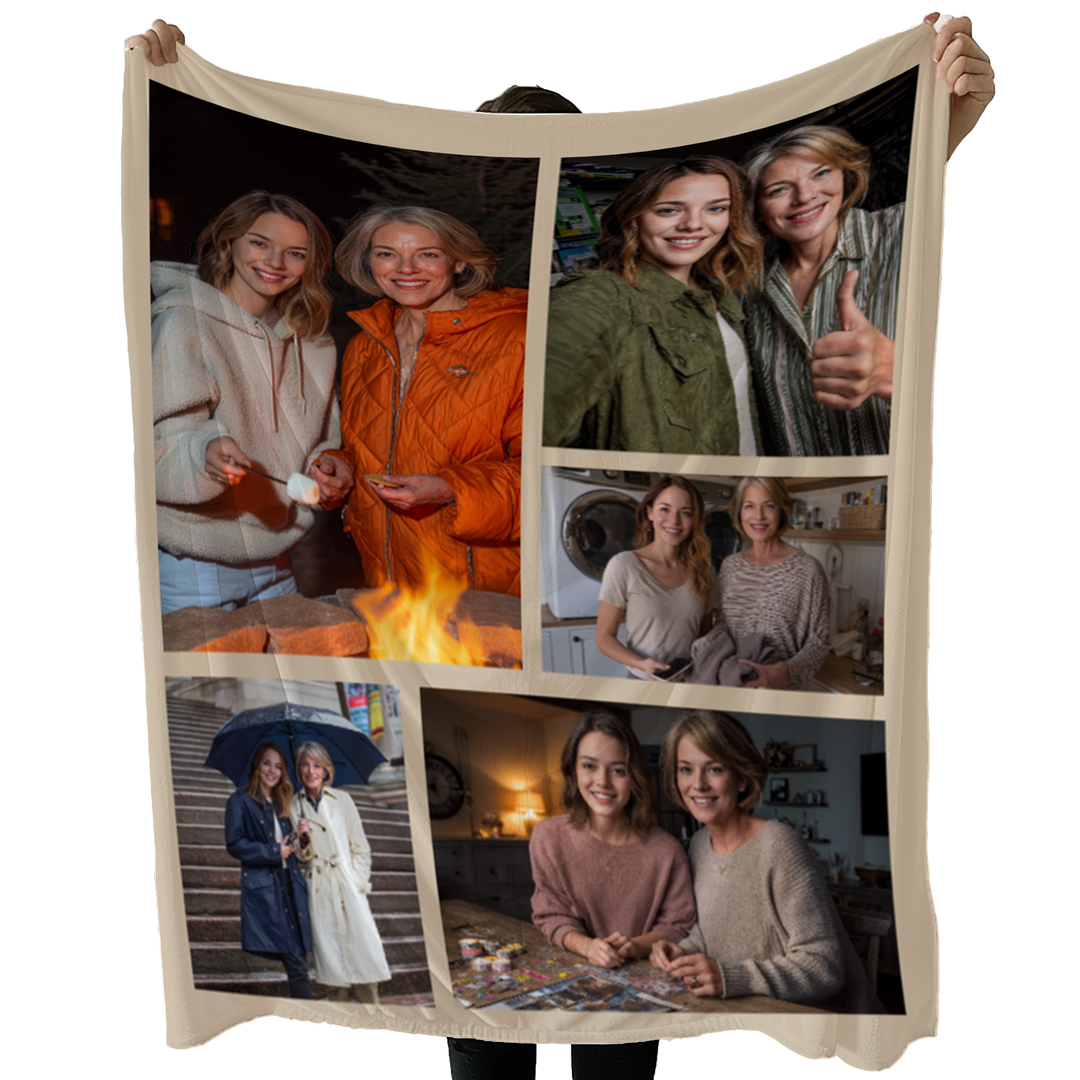 Personalized Photo Collage Sherpa Blanket – 5 Photo
