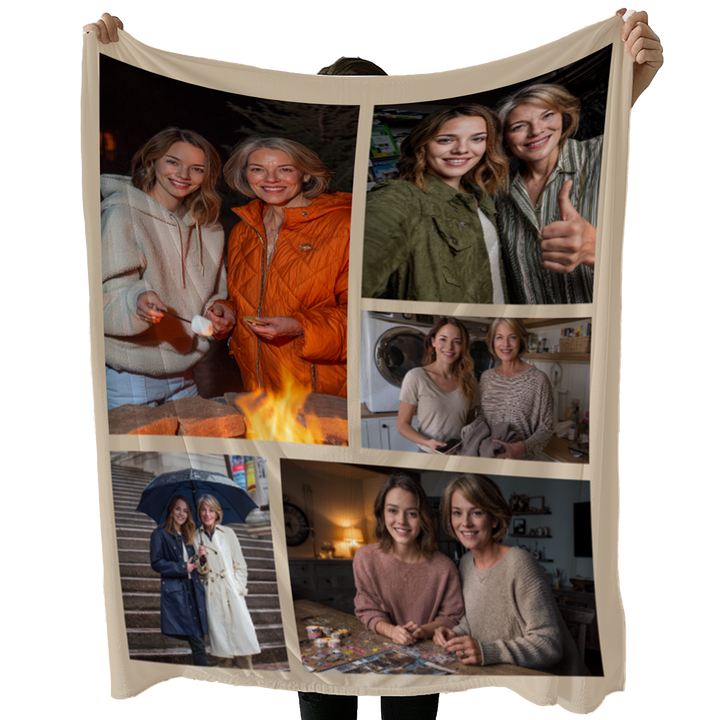 Personalized Photo Collage Plush Blanket – 5 Photo
