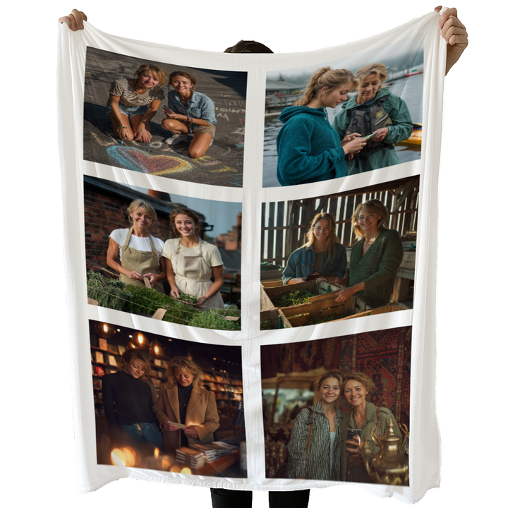 Personalized Photo Collage Sherpa Blanket – 6 Photo