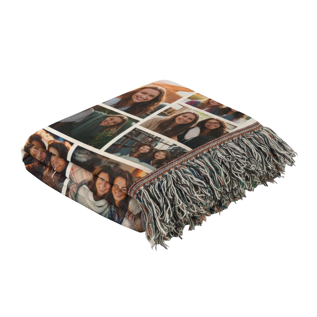 Personalized Woven Photo Blanket – 6 Photo