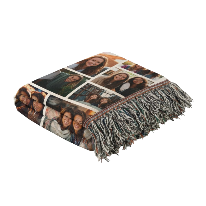 Personalized Woven Photo Blanket – 6 Photo