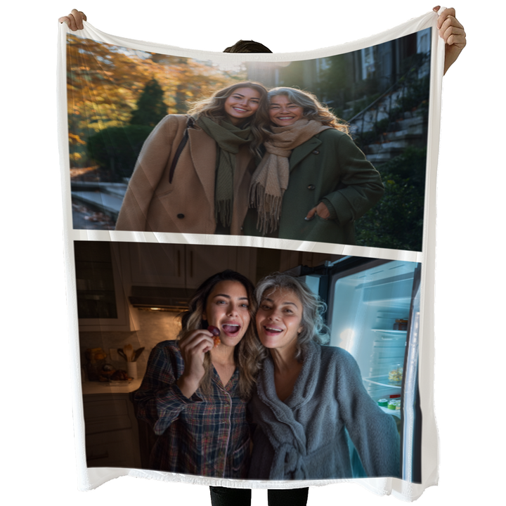 Personalized Photo Collage Sherpa Blanket – 2 Photo