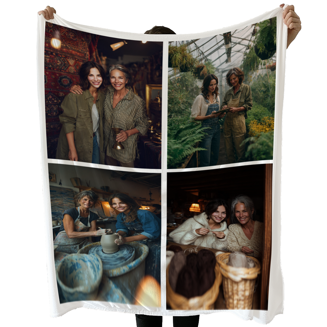 Personalized Photo Collage Sherpa Blanket – 4 Photo