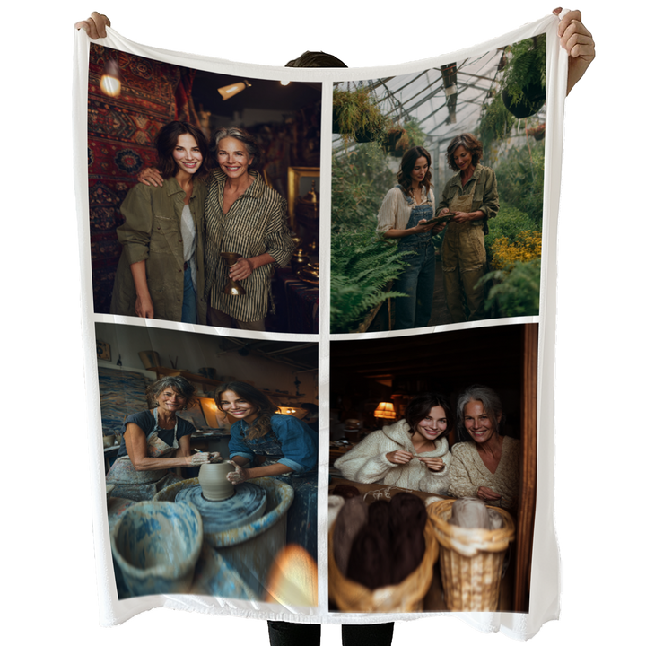 Personalized Photo Collage Sherpa Blanket – 4 Photo