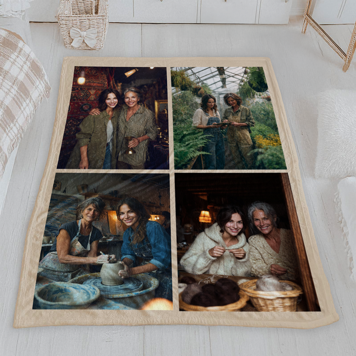 Personalized Photo Collage Plush Blanket – 4 Photo