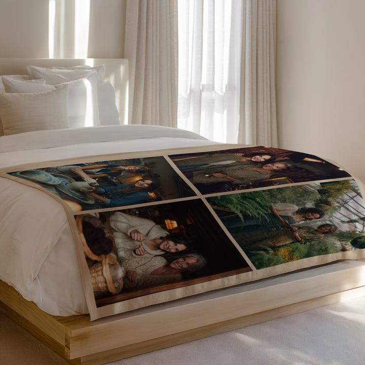 Personalized Photo Collage Plush Blanket – 4 Photo