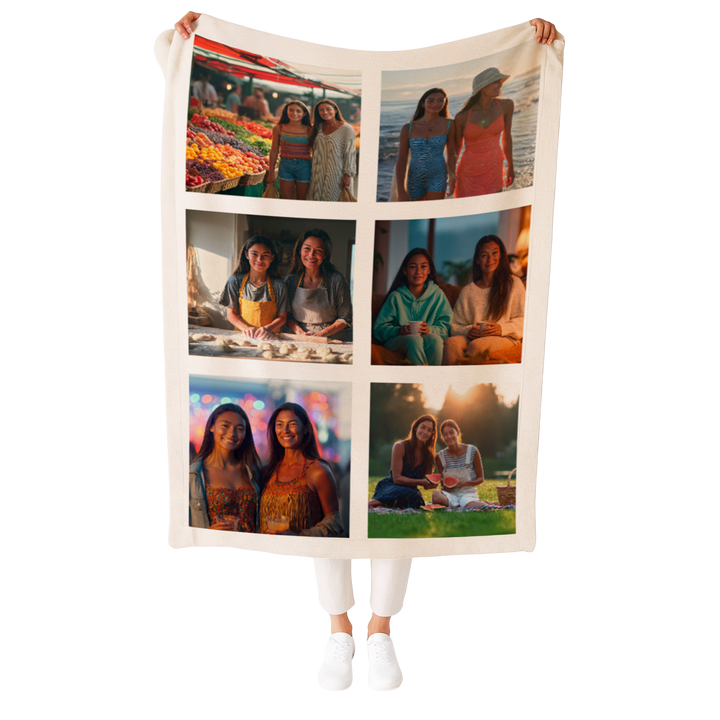 Personalized Photo Collage Fleece Blanket – 6 Photo