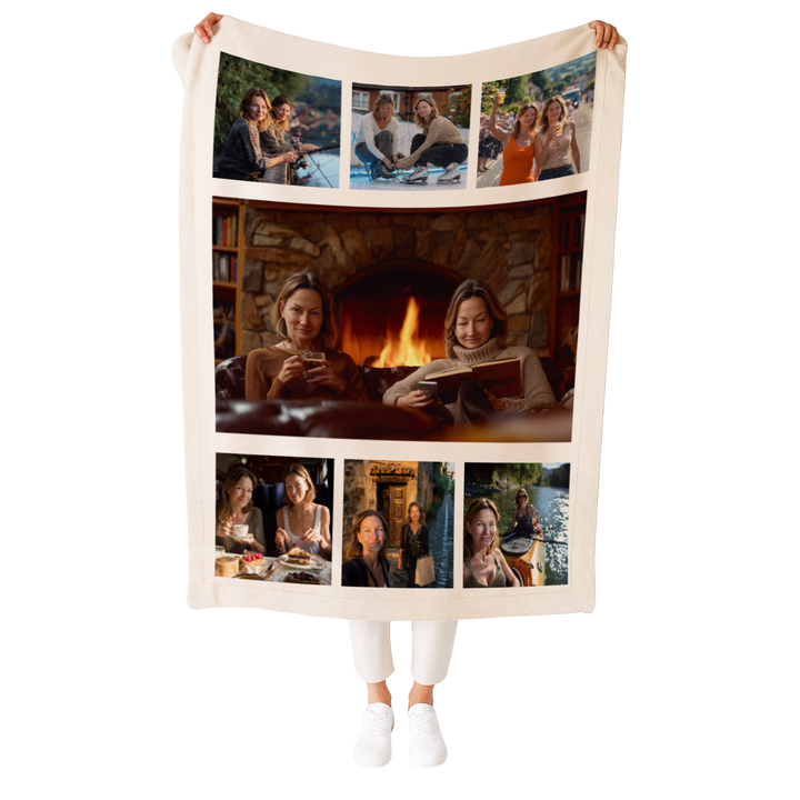 Personalized Photo Collage Fleece Blanket – 7 Photo