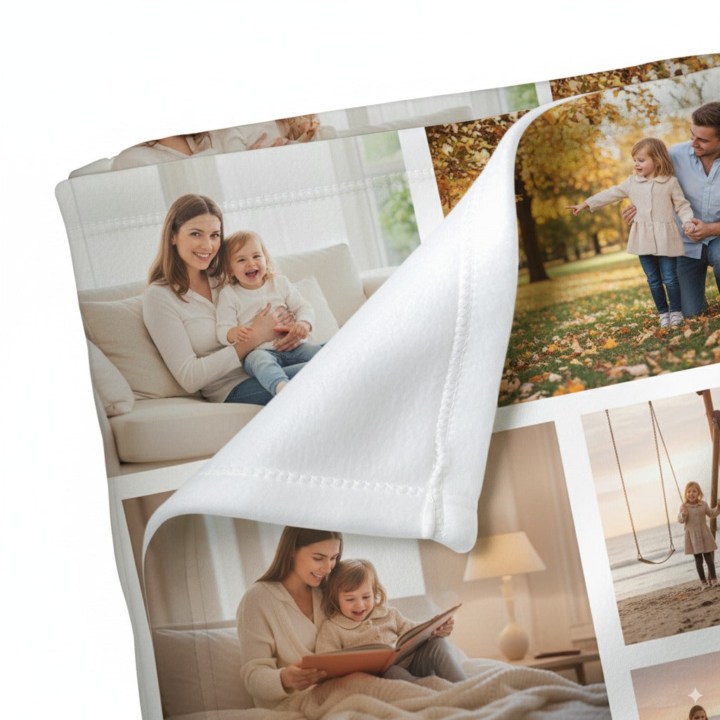 Personalized Photo Collage Fleece Blanket – 5 Photo