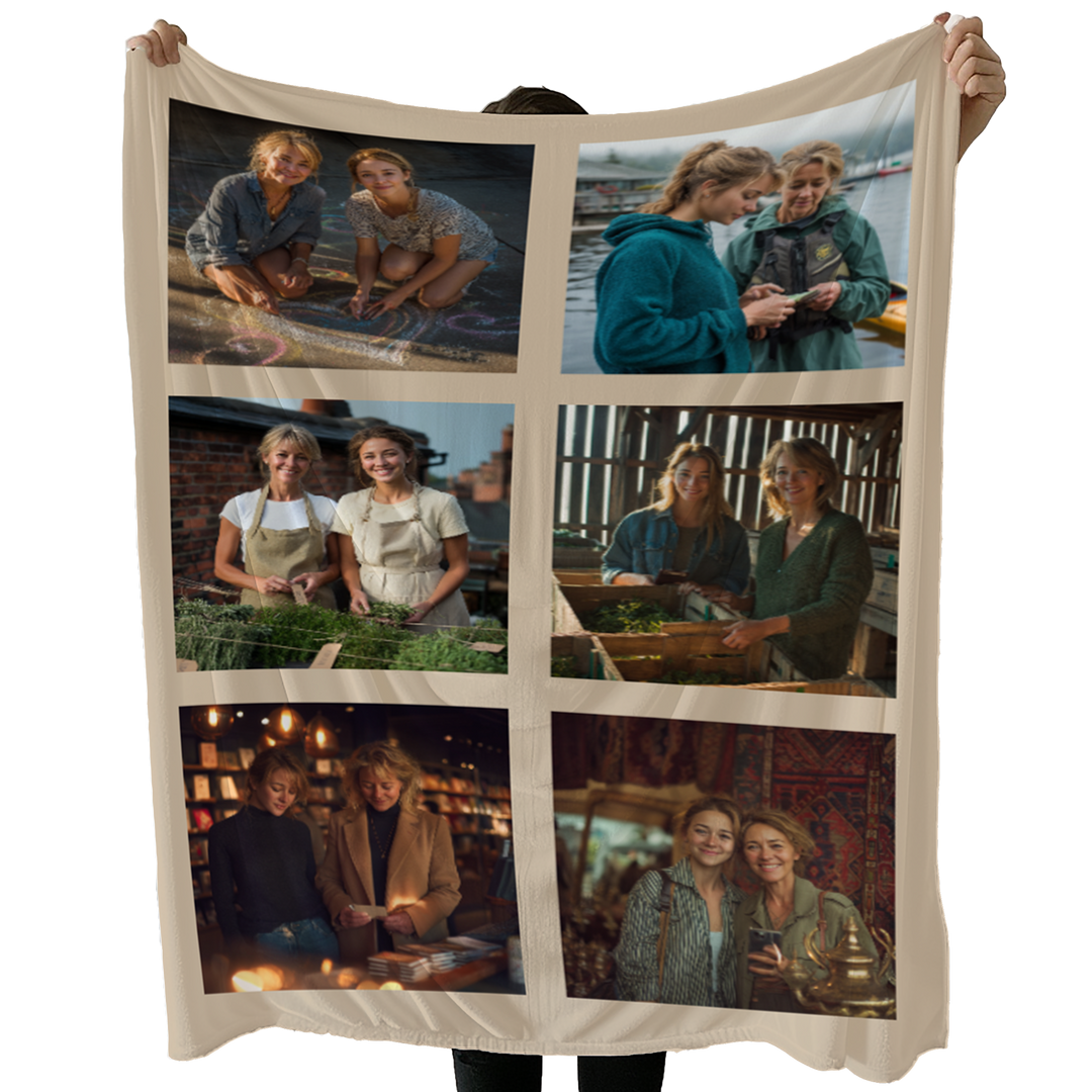 Personalized Photo Collage Sherpa Blanket – 6 Photo