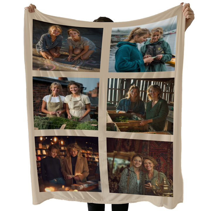 Personalized Photo Collage Sherpa Blanket – 6 Photo