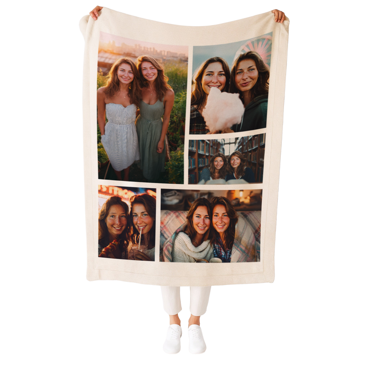 Personalized Photo Collage Fleece Blanket – 5 Photo