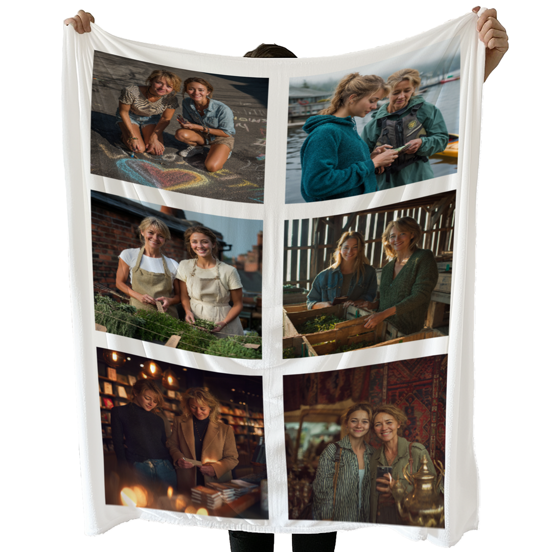 Personalized Photo Collage Sherpa Blanket – 6 Photo