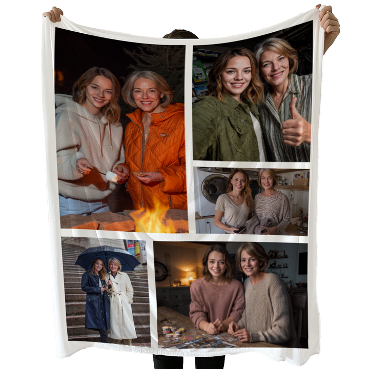 Personalized Photo Collage Sherpa Blanket – 5 Photo